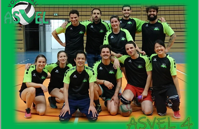 Asvel 4 is a volley team. They are using SportEasy, the best web and mobile app to manage any sports team (football, soccer, rugby, basketball, baseball, hockey, volleyball...). Coaches and managers can organize the games and practices or send group messages to their players. Players have convenient access to their schedule or statistics. SportEasy is free and available online and there’s an app for iPhone and Android.